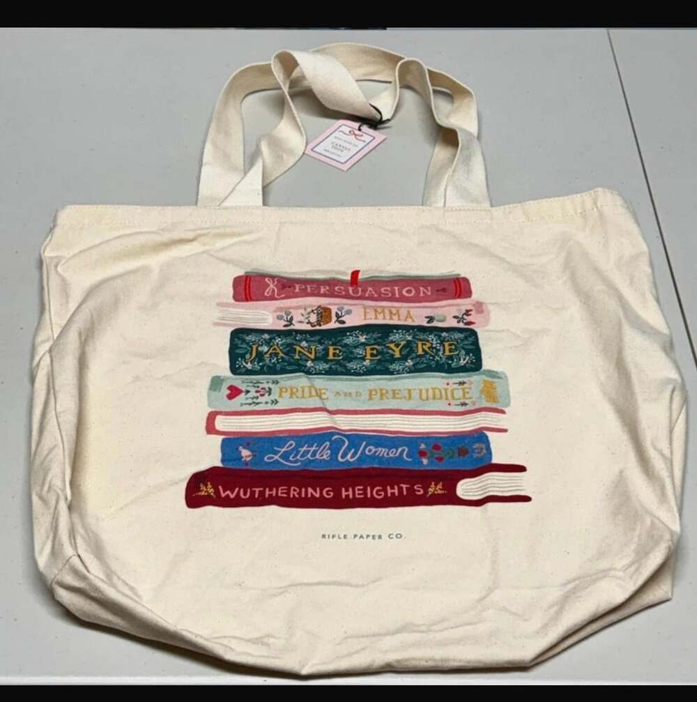 B10 Rifle Paper Co Ladies Night Book Club East West Canvas Tote NWT